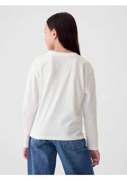 Kız Çocuk Kırık Beyaz Gap Logo Relaxed T-Shirt fırsatları