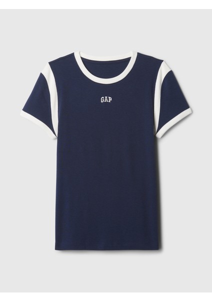 Kadın Lacivert Modern Mini Gap Logo T-Shirt