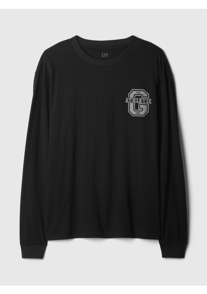 Erkek Siyah Gap Logo Grafikli T-Shirt