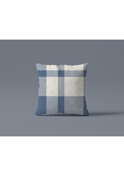 Çift Taraflı Fransız Mavi Desenli 4'lü Dijital Baskılı Kırlent Kılıfı Seti fırsatları