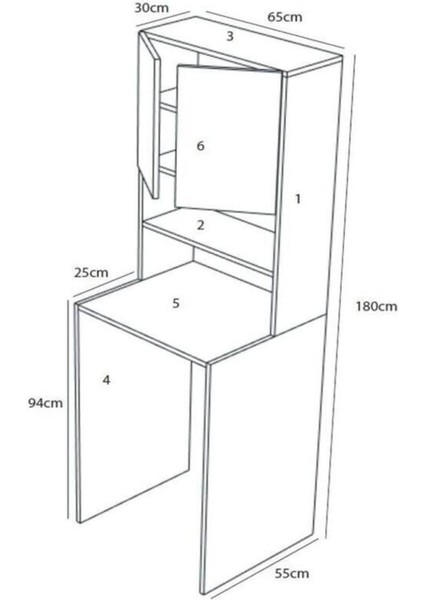 Çamaşır Makinesi Dolabı Hayzum 180*066*55 Banyo Kiler Dolabı Beyaz