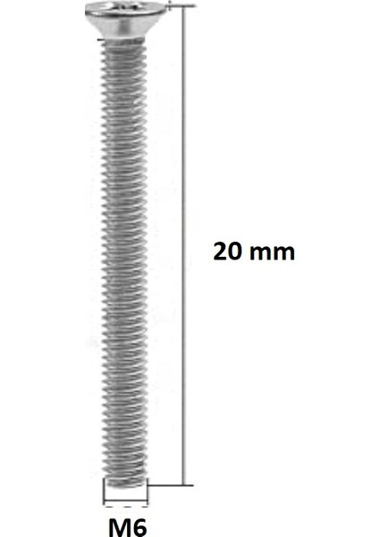 M6 x 20 mm Vida + Somun + Pul Matkap Uçlu Yhb Vida Set 20 Adet