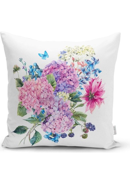 Ortanca Çiçeği Motifli Modern 4'lü Kombin Yastık Kırlent Kılıfı fiyatları