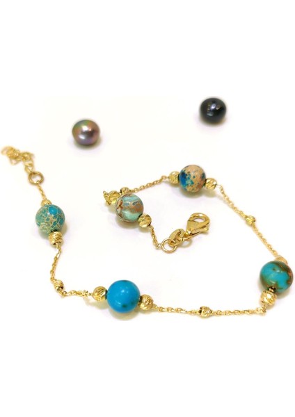 Varasit Taşlı Dorika Toplu Bileklik Künye 14 Ayar Altın Hd Videolu