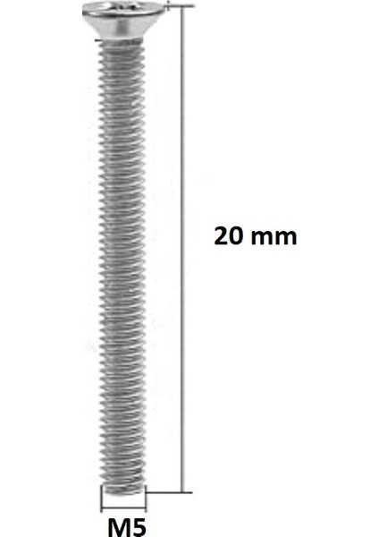 M5 x 20 mm Vida + Somun + Pul Matkap Uçlu Yhb Vida Set 20 Adet