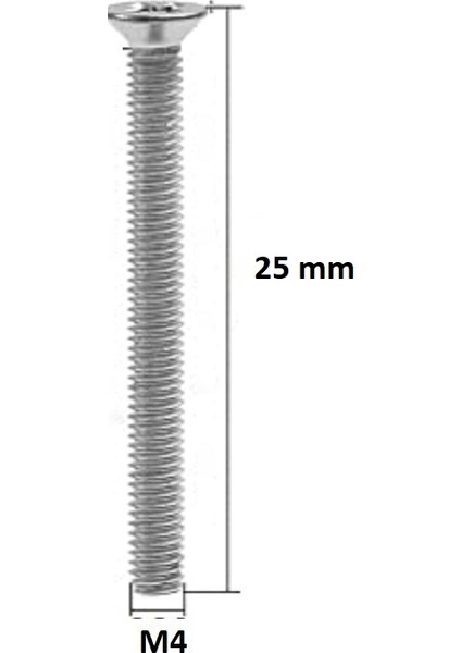M4 x 25 mm Vida + Somun + Pul Matkap Uçlu Yhb Vida Set 20 Adet
