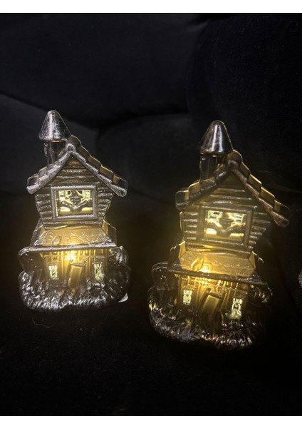 2 Adet Mini Tealight Ev Şeklinde Mum 10CM Günışığı Renk Cadılar Bayramı Dekor Parti Malzemeleri