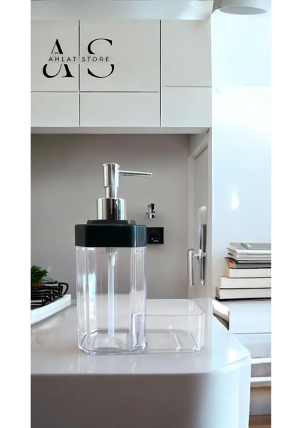 Süngerli Mutfak Sabunluğu & Bulaşık Deterjanlığı Akrilik Sıvı Sabun Deterjan Şişesi