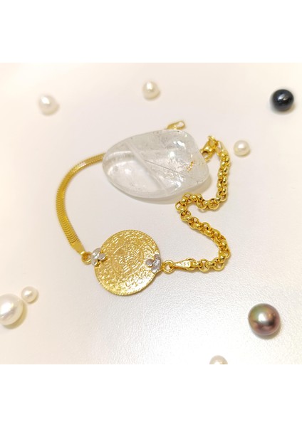 Tuğralı Antik Bileklik Künye 14 Ayar Altın Hd Videolu