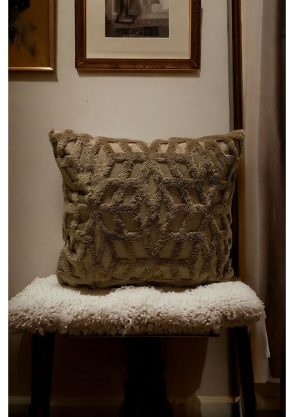 Bohem Dekoratif Yastık Kılıfı Kırlent Kılıfı 43x43 cm Kahverengi Etnik Dsn