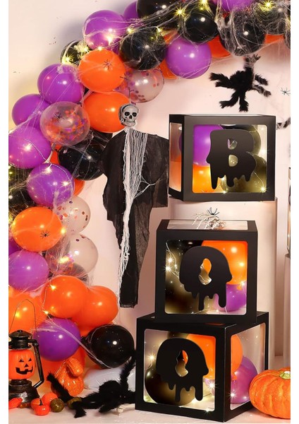 Tekno Trust Cadılar Bayramı Halloween Partisi Flama Yazı LED Işık Balon Zinciri Dekoratif 6 Parça Süsleme Seti modelleri