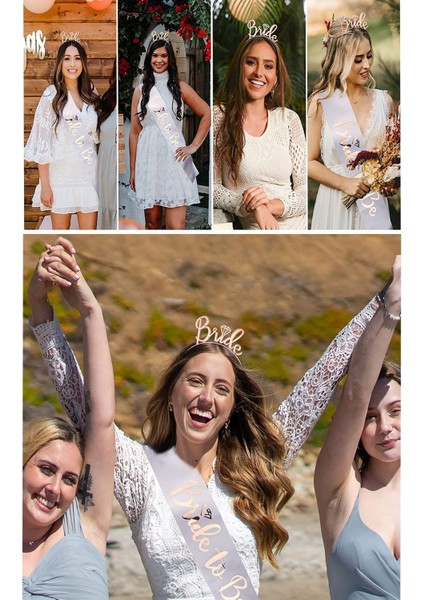 1 Adet Rose Gold Parlak Bride To Be Taç, Bekarlığa Veda Metal Nedime Taçı modelleri