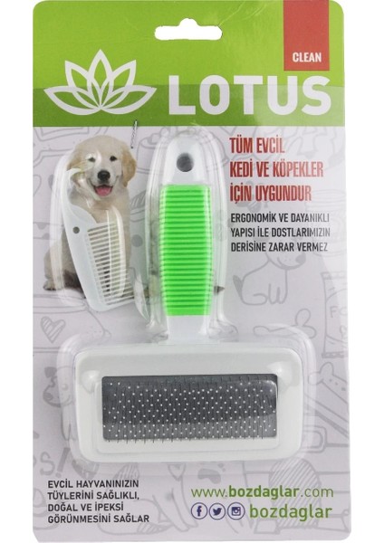 Silikon Saplı Evcil Hayvan Fırçası ve Küçük Tarak Seti