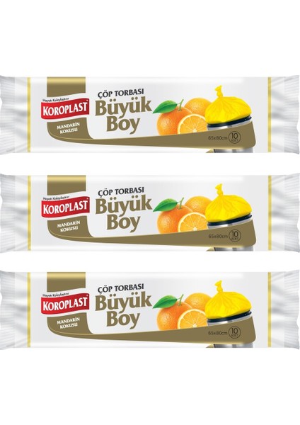 Çöp Torbası Mandarin Kokulu Büyük Boy 10'lu 65 x 80 cm x 3 Paket