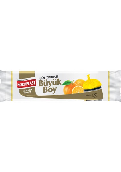 Çöp Torbası Mandarin Kokulu Büyük Boy 10'lu 65 x 80 cm x 3 Paket