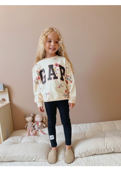 Sacro Kids Çiçekli Taytlı-Sweatshirt Mevsimlik Kız Çocuk Takım