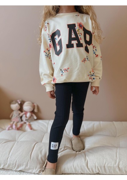 Sacro Kids Çiçekli Taytlı-Sweatshirt Mevsimlik Kız Çocuk Takım