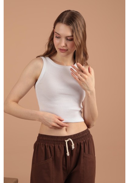 Kaşkorse Kumaş Halter Yaka Kadın Bluz Krem modelleri