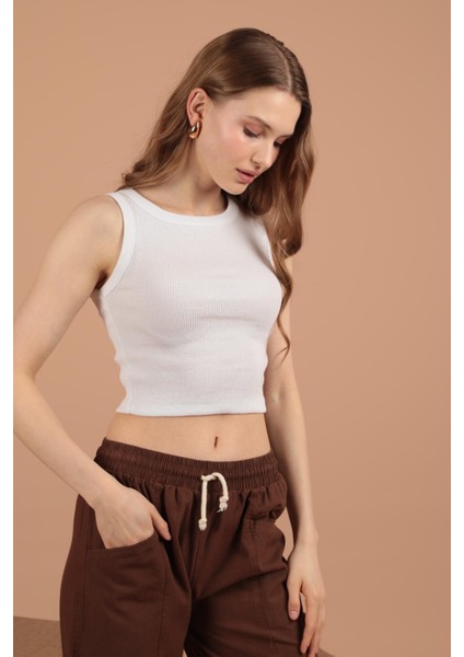 Kaşkorse Kumaş Halter Yaka Kadın Bluz Ekru fırsatları