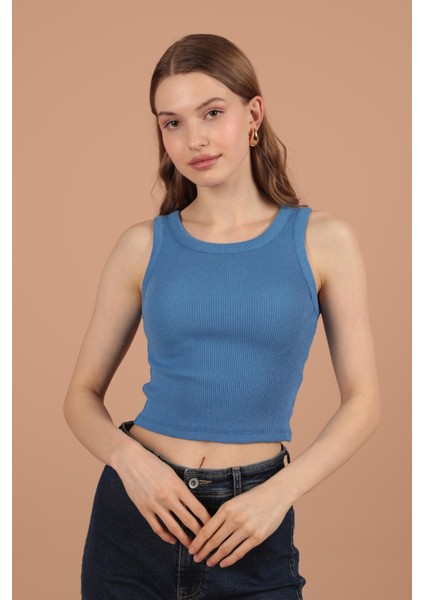 Kaşkorse Kumaş Halter Yaka Kadın Bluz Indigo fiyatları