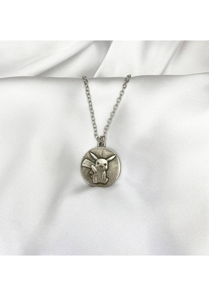 Pokemon Pikachu Pikaçu Gümüş Kaplama Kolye