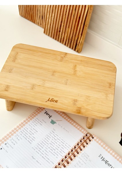 Çok Amaçlı Bambu Ayaklı Organizer-Kesme Veya Sunum Tahtası-Yükseltici