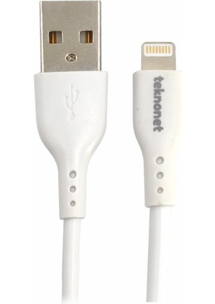 Teknonet Iphone Hızlı Şarj Lightning (Iphone, Ipad, Airpod'lar Için Boost Charge Lightning - USB Kablosu) Mfi Sertifikalı iPhone Hızlı Şarj ve Data Aktarım Kablosu-Hıgh Current-1m Beyaz