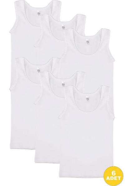 Kız Çocuk Kalp Motifli Geniş Askılı %100 Pamuk Beyaz Atlet 6'lı Paket fiyatları