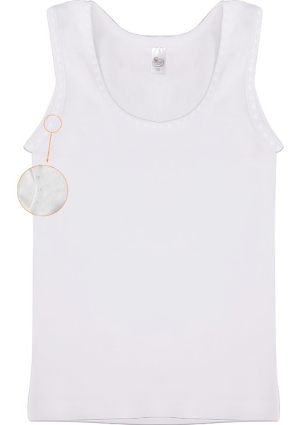 Kız Çocuk Kalp Motifli Geniş Askılı %100 Pamuk Beyaz Atlet 6'lı Paket fırsatları