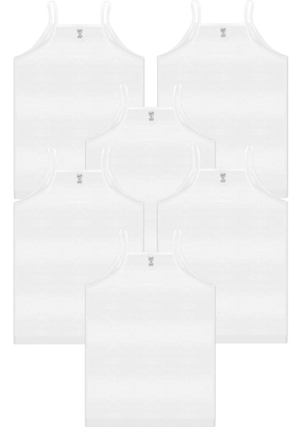 Kız Çocuk Ip Askılı %100 Pamuk Beyaz Premium Atlet 6'lı Paket