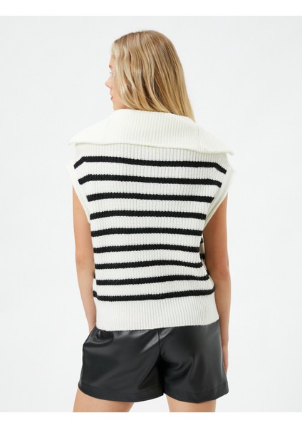 Süveter Yarım Fermuar Detaylı Dik Yaka Kolsuz fırsatları