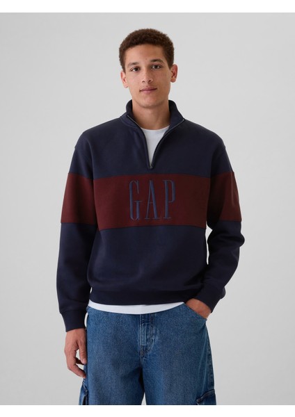 Erkek Lacivert Vintage Soft Gap Logo Oversized Pullover Sweatshirt