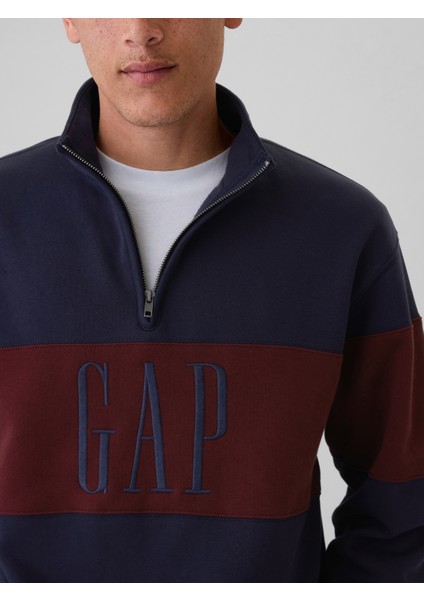 Erkek Lacivert Vintage Soft Gap Logo Oversized Pullover Sweatshirt