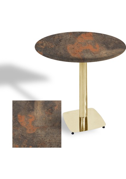 Tokyo Werzalit Yuvarlak Masa 90 cm (Gold) - Metalic Oxid 1