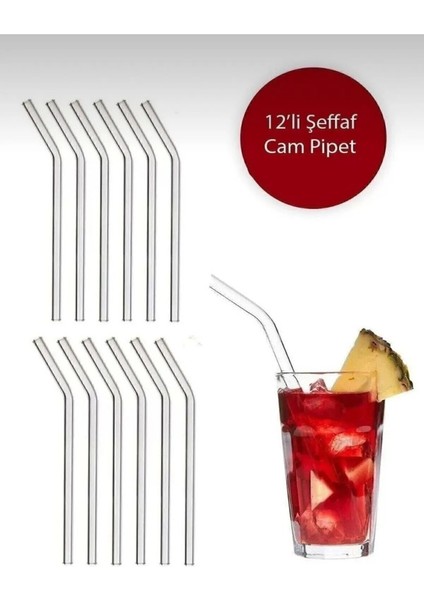 Şeffaf 12 Li Cam Eğimli Pipet Şeffaf
