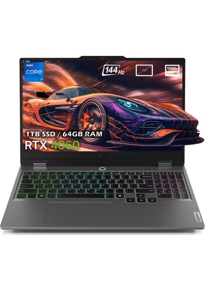 Loq 15IRX9 Intel Core I7-13650HX 64GB Ddr5 1tb SSD RTX4060 8gb 15.6 Inç 144Hz Full Hd Freedos Gaming Laptop 83DV00HNTRP12