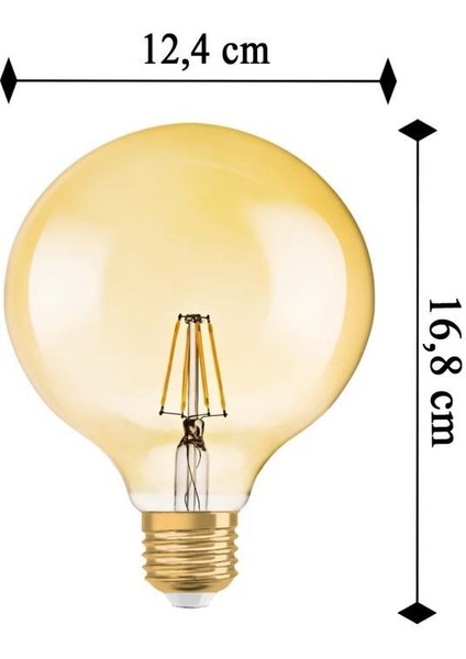 Vintage 6,5W (55W) Dim Glop Rustik Ampul - Sarı (3 Adet) Işığı Kısılabilir Dekoratif Lamba