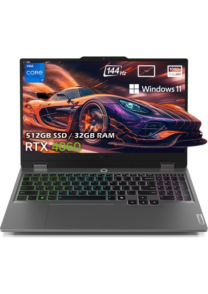 Loq 15IRX9 Intel Core I7-13650HX 32GB Ddr5 512GB SSD RTX4060 8gb 15.6 Inç 144Hz Full Hd W11PRO Gaming Laptop 83DV00HNTRP40