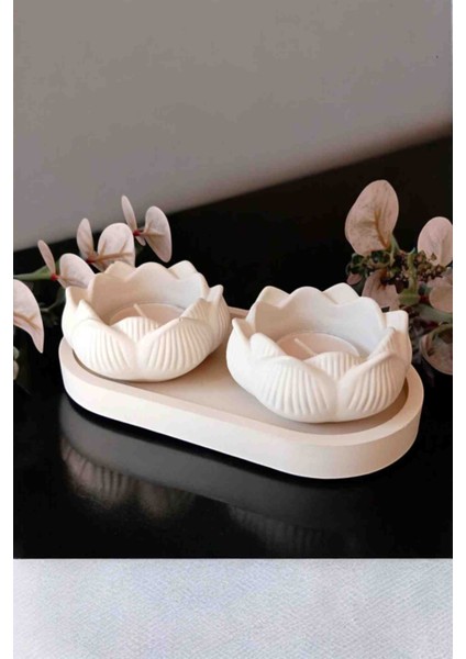 Tabanlı Lotus Mumluk, Dekoratif Tealight Mumluk, Lotus Çiçeği Mum