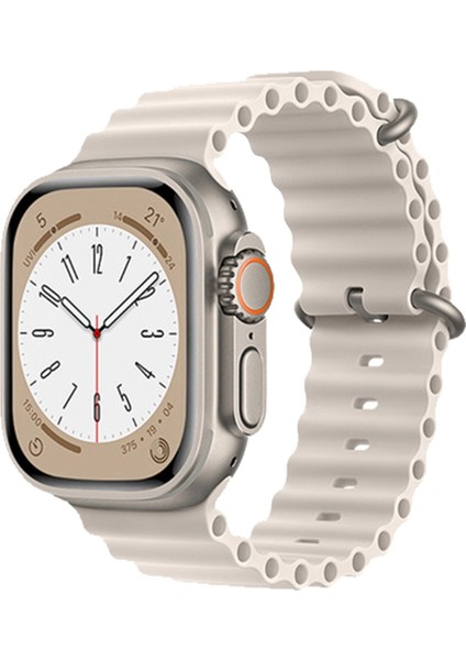 Watch Serisi Uyumlu Silikon Esnek Temizlenebilir Dalga Tasarım Delikli Model Akıllı Saat Kordon