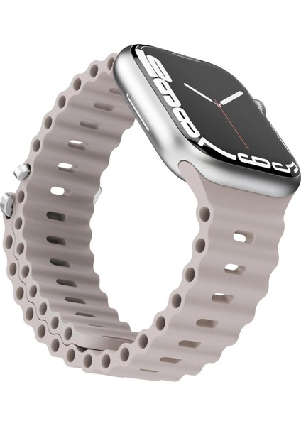 Watch Serisi Uyumlu Silikon Esnek Temizlenebilir Dalga Tasarım Delikli Model Akıllı Saat Kordon fiyatları