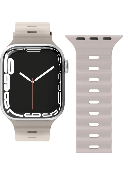 Watch Serisi Uyumlu Silikon Esnek Temizlenebilir Dalga Tasarım Delikli Model Akıllı Saat Kordon modelleri