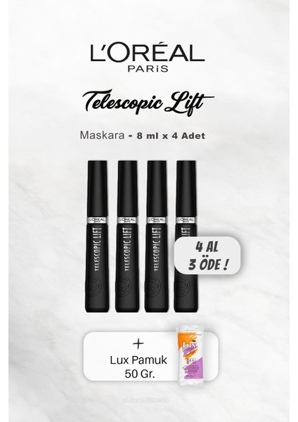 4 Al 3 Öde Telescopic Lift Maskara, Pamuk