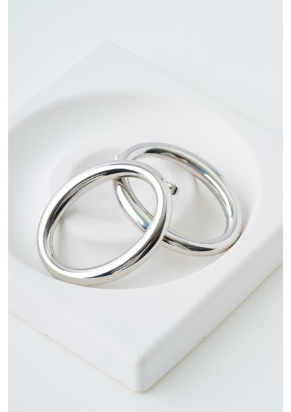Ellipse Silver Çelik Küpe