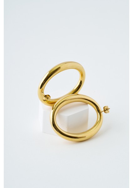 Ellipse Gold Çelik Küpe