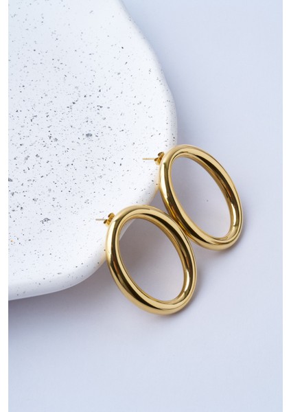 Ellipse Gold Çelik Küpe
