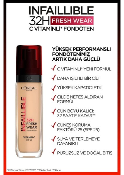 3 Adet Infaillible 32H Fresh Wear Fondöten 130 True Beige ve Rosıe