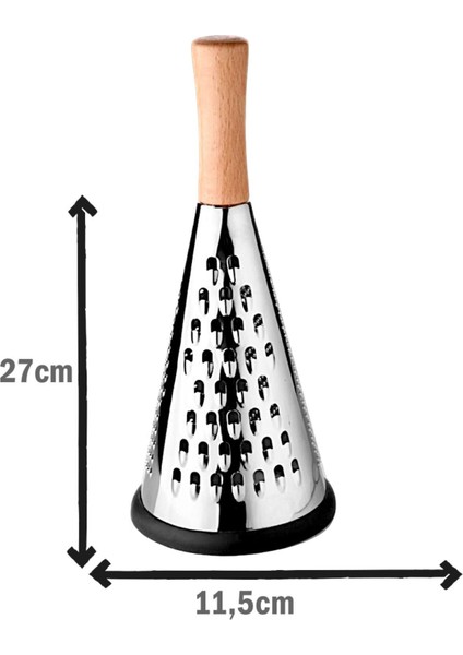 Ahşap Tutuculu 3 Taraflı Paslanmaz Çelik Lüks Şef Rendesi Orta Boy 27*11,5cm