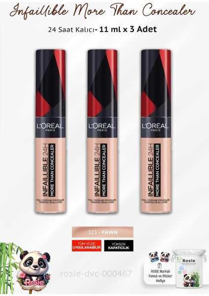 3 Adet İnfaillible 24h More Than Concealer 323 Fawn Ve Rosie