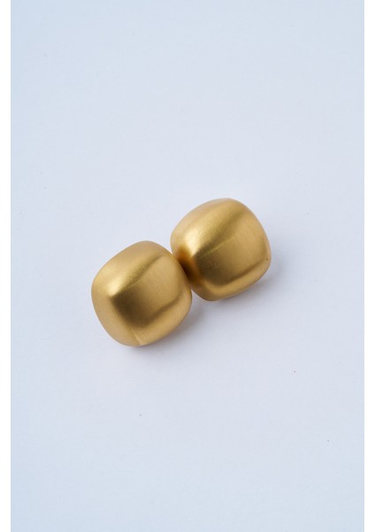 Matte Round Gold Çelik Küpe